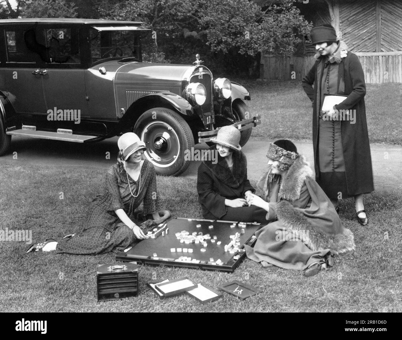 California 1924 Four Well Dressed Young Women Playing Mahjong Outdoors california-1924-four-well-dressed-young-women-playing-mahjong-outdoors