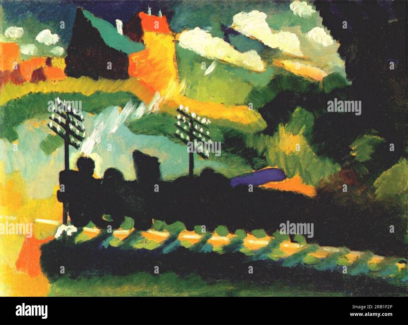 Murnau view with railway and castle 1909; Munich / Monaco, Germany by ...