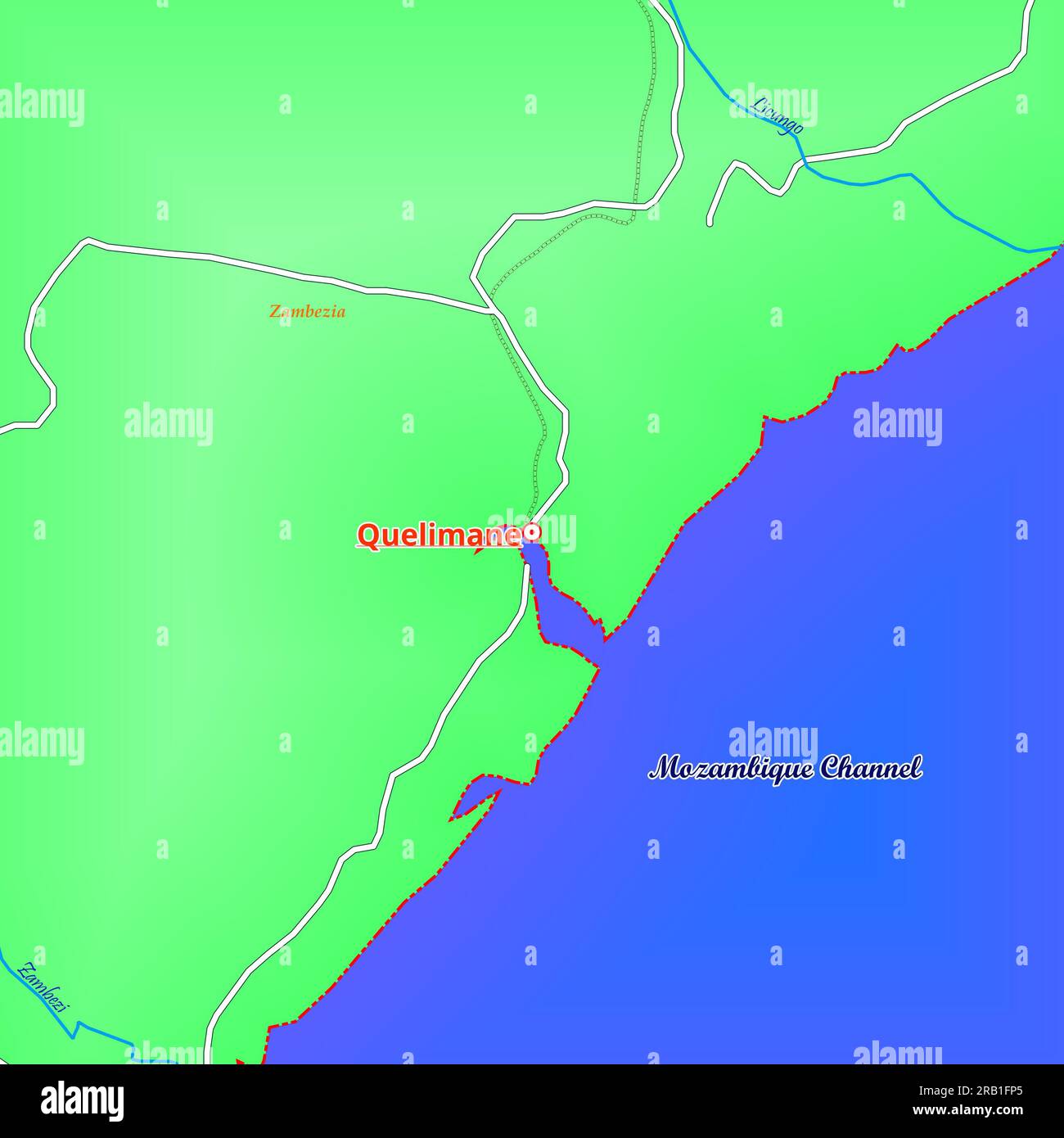 Map of Quelimane City in Mozambique Stock Photo Alamy