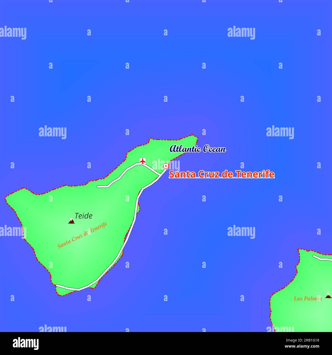 Map of Santa Cruz de Tenerife City in Spain Stock Photo
