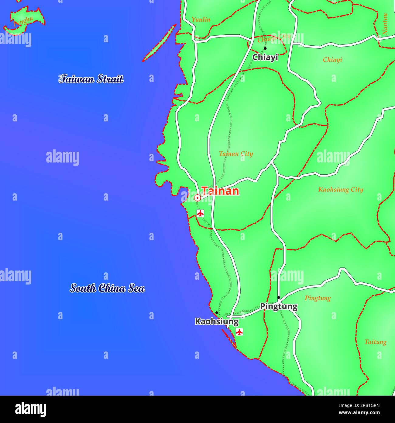Map of Tainan City in Taiwan Stock Photo - Alamy