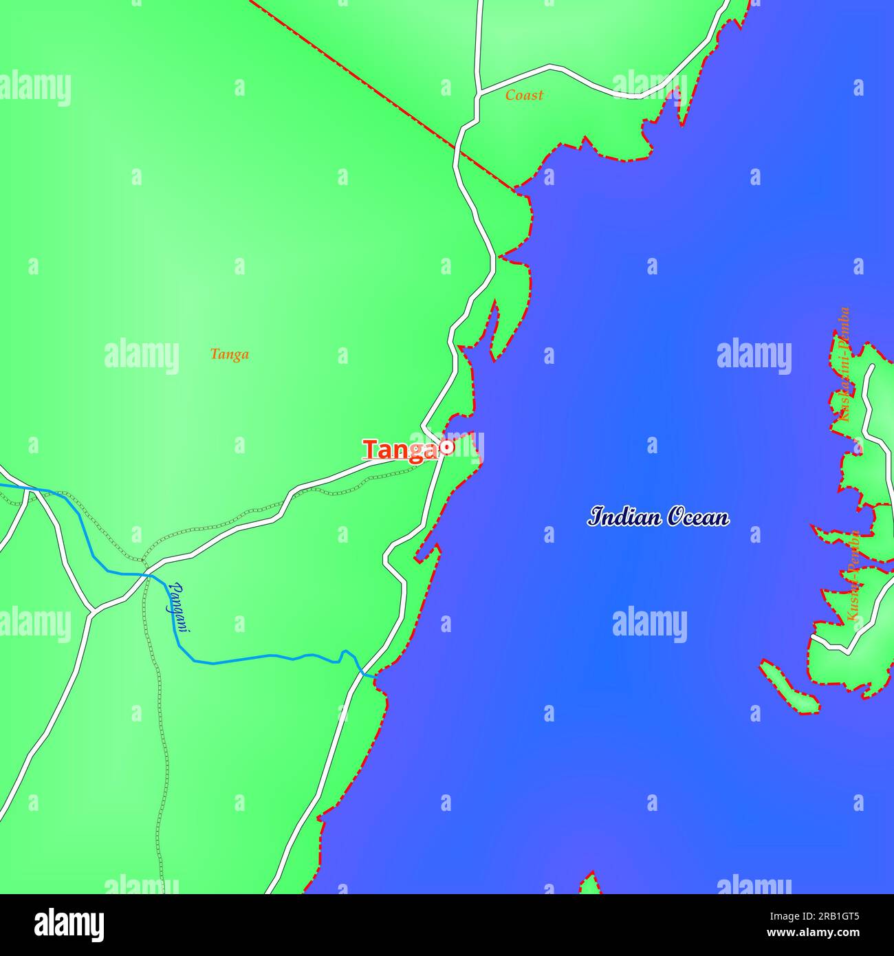 Map of Tanga City in Tanzania Stock Photo Alamy