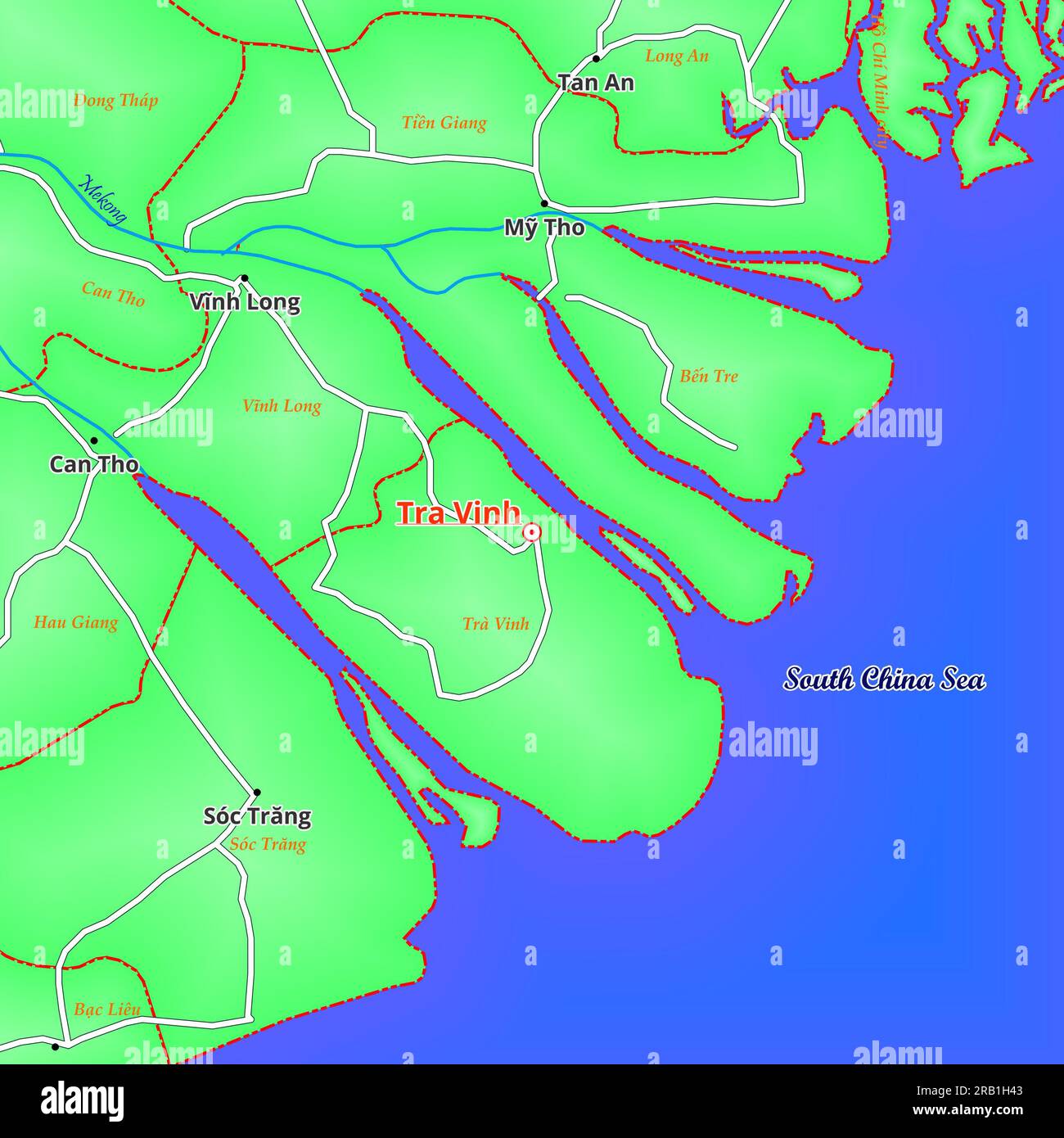 Map of Tra Vinh City in Vietnam Stock Photo Alamy