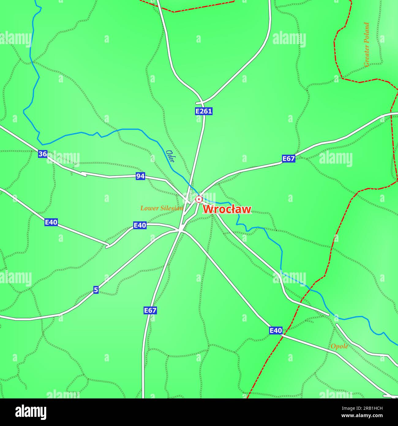 Map Of Wrocaw City In Poland 2RB1HCH 