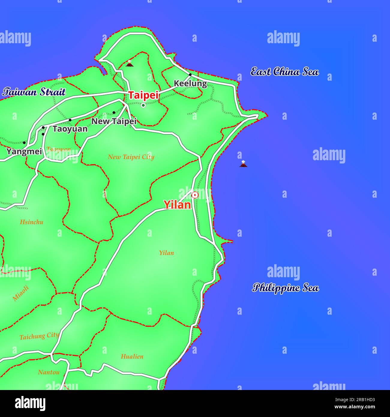 Map of Yilan City in Taiwan Stock Photo Alamy