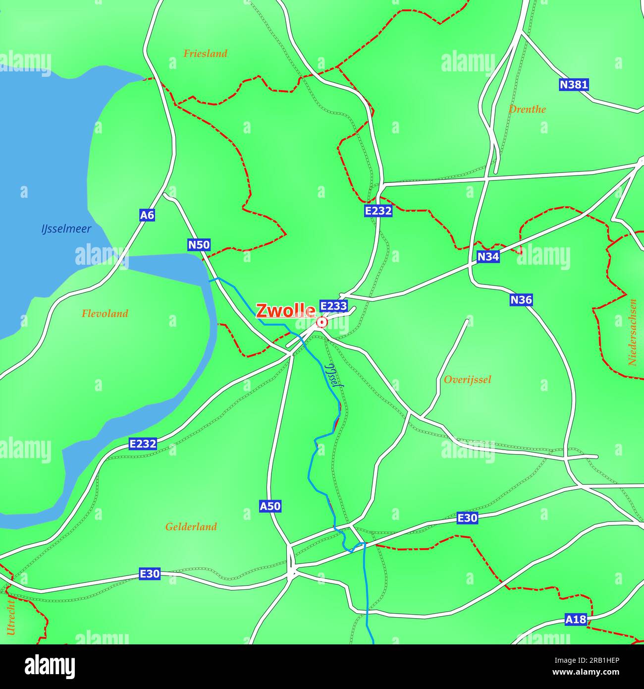 Map of Zwolle City in Netherlands Stock Photo Alamy