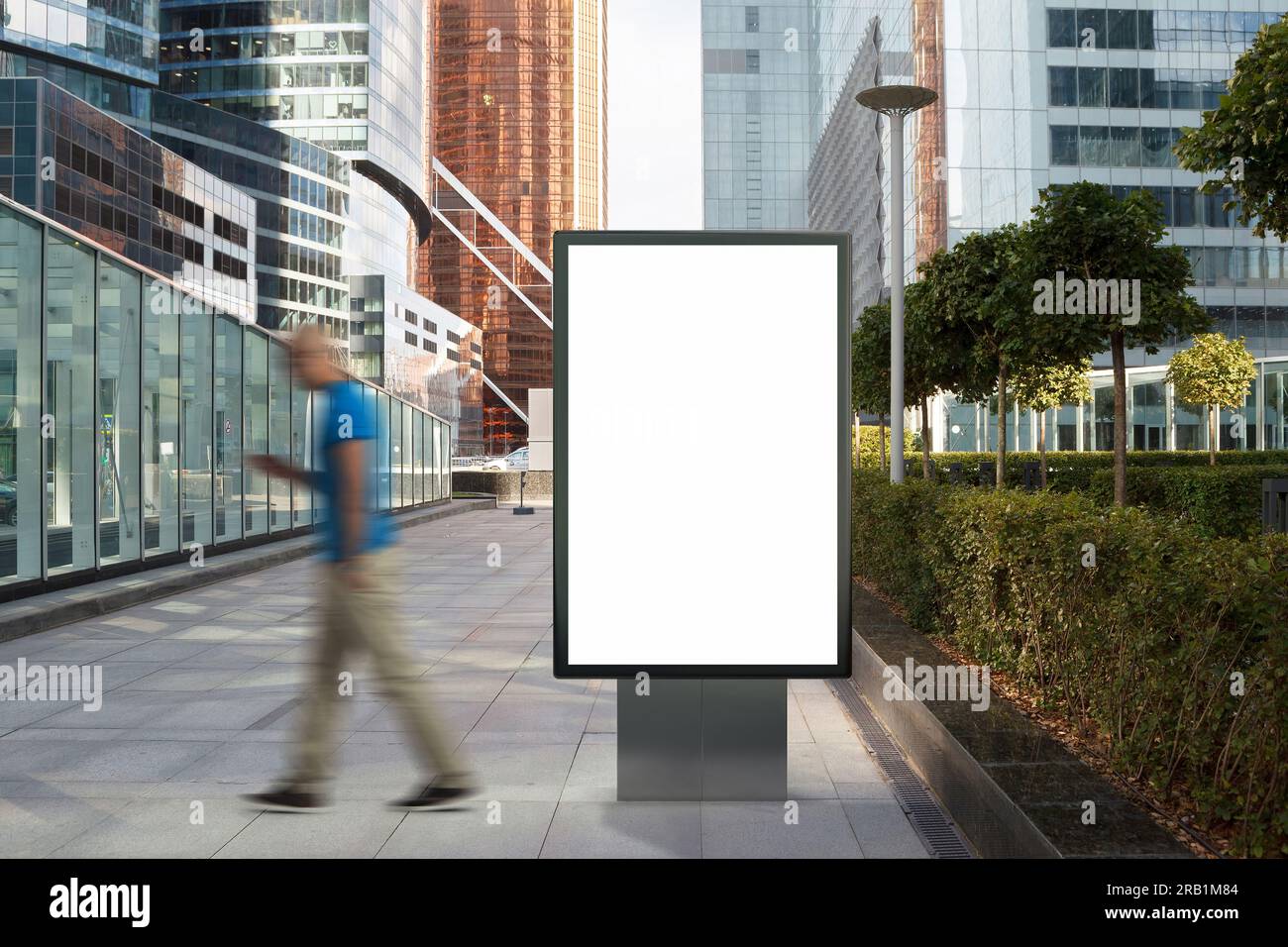 Blank street billboard poster stand mock up on city business district ...