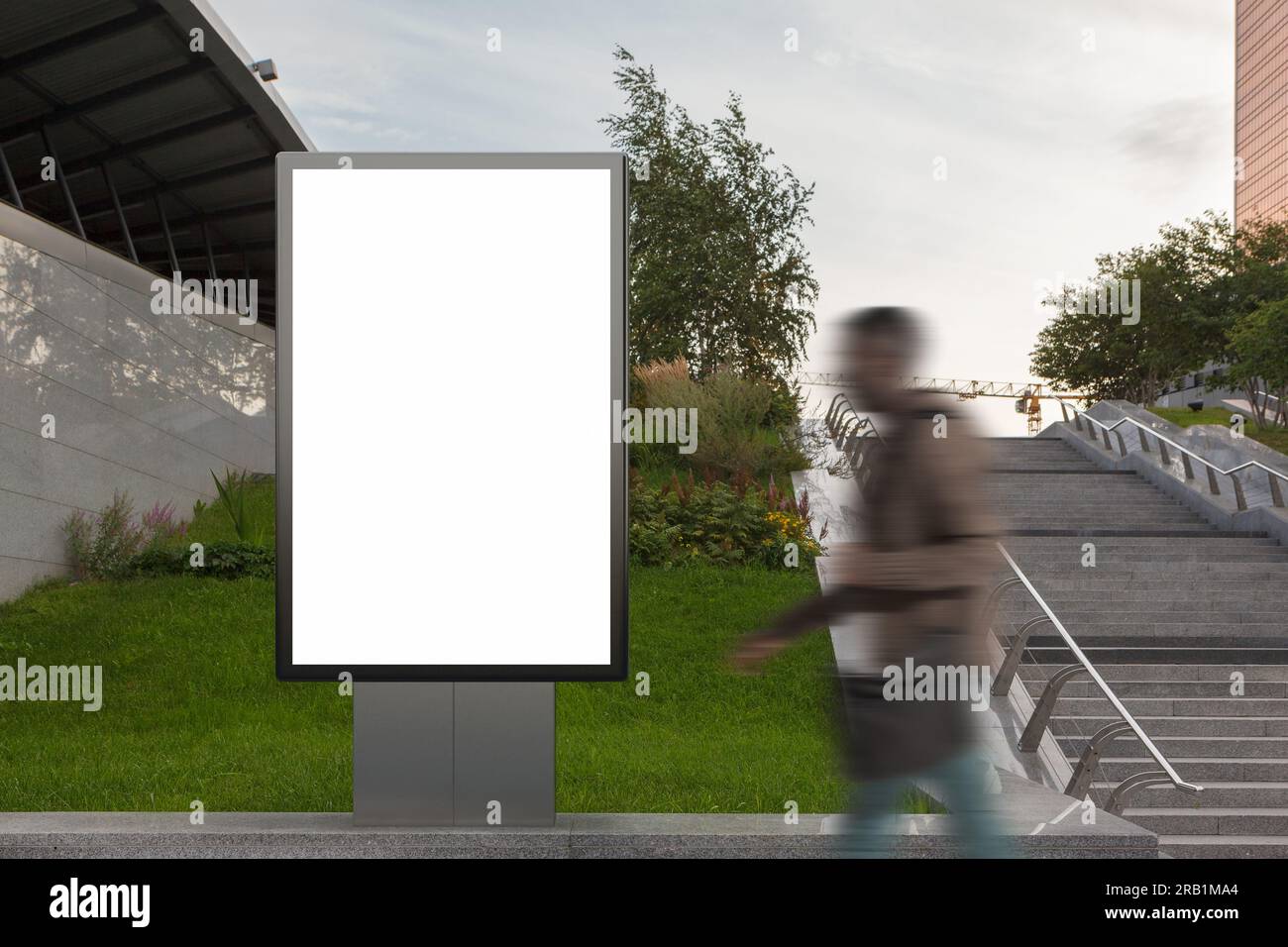 Blank street billboard poster stand mock up in downtown Stock Photo - Alamy
