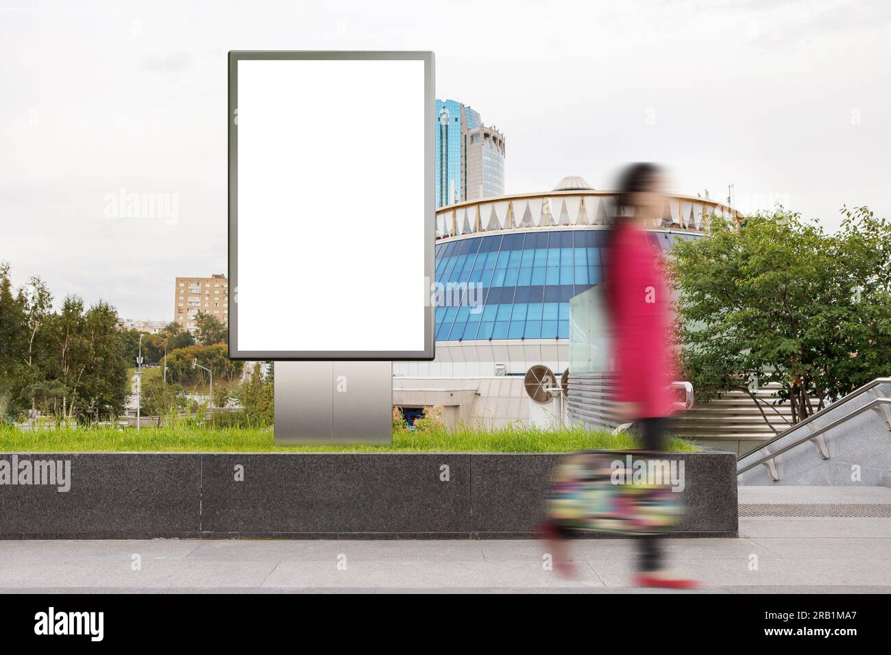 Blank street billboard poster stand mock up in downtown Stock Photo - Alamy