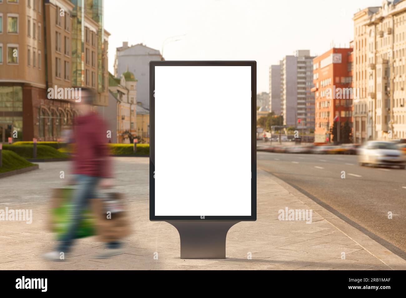 Blank street billboard poster stand on city background Stock Photo - Alamy