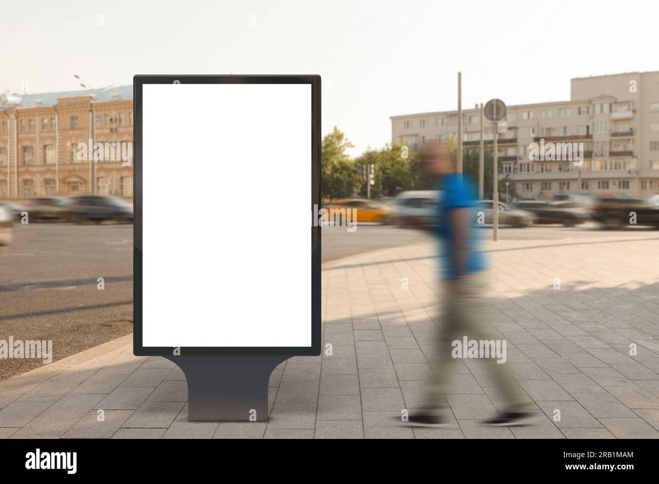 Blank street billboard poster stand on city background Stock Photo - Alamy