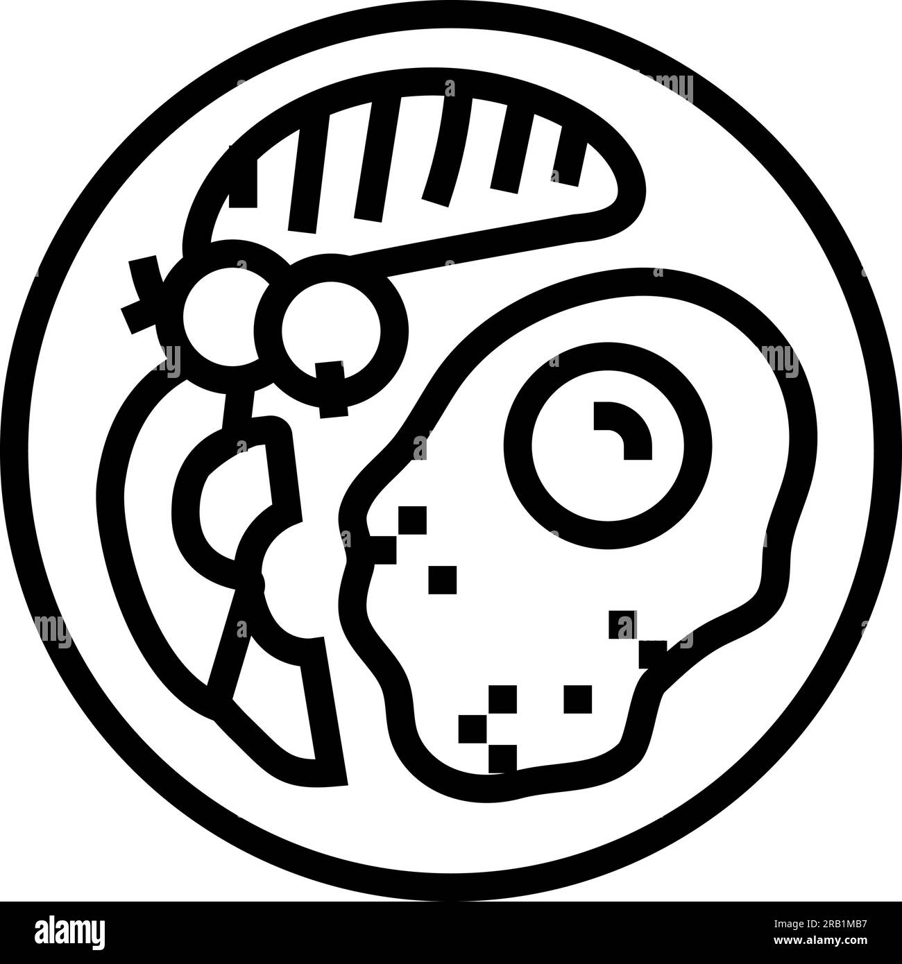 breakfast egg chicken farm food line icon vector illustration Stock