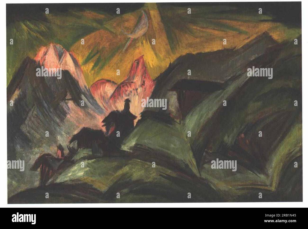 Stafelalp at Moon Light by Ernst Ludwig Kirchner Stock Photo