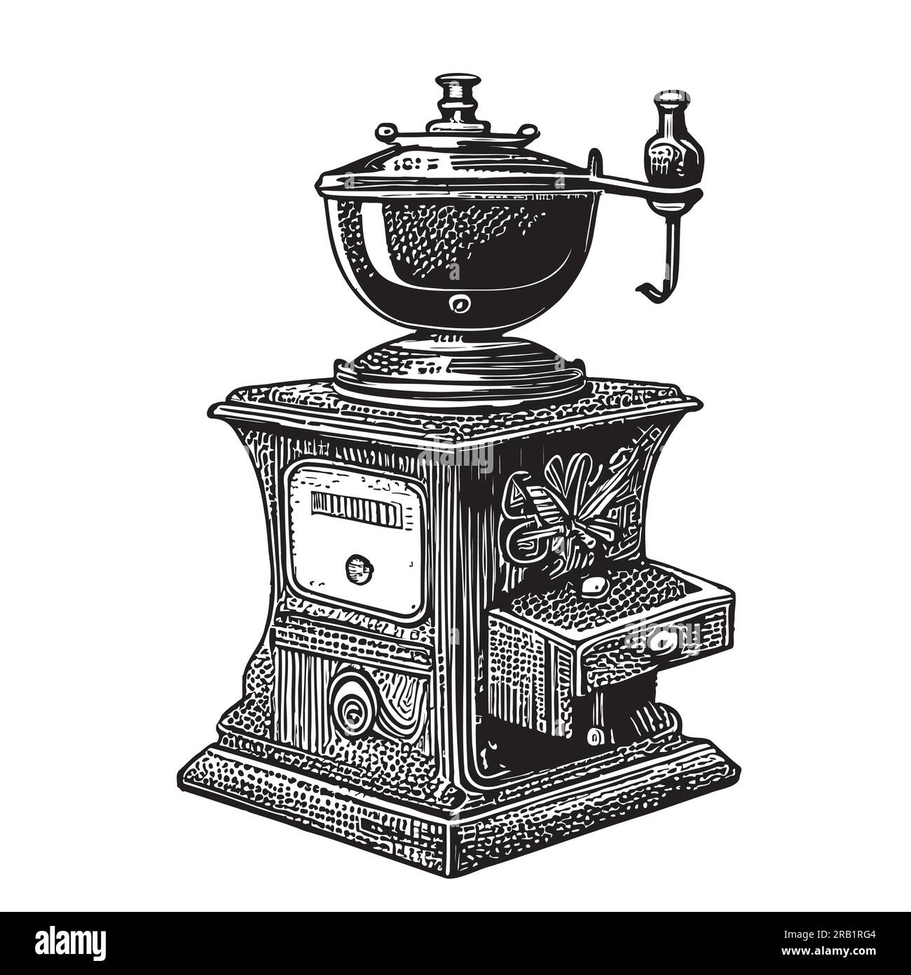 Coffee grinder retro sketch hand drawn in doodle style Coffee Stock