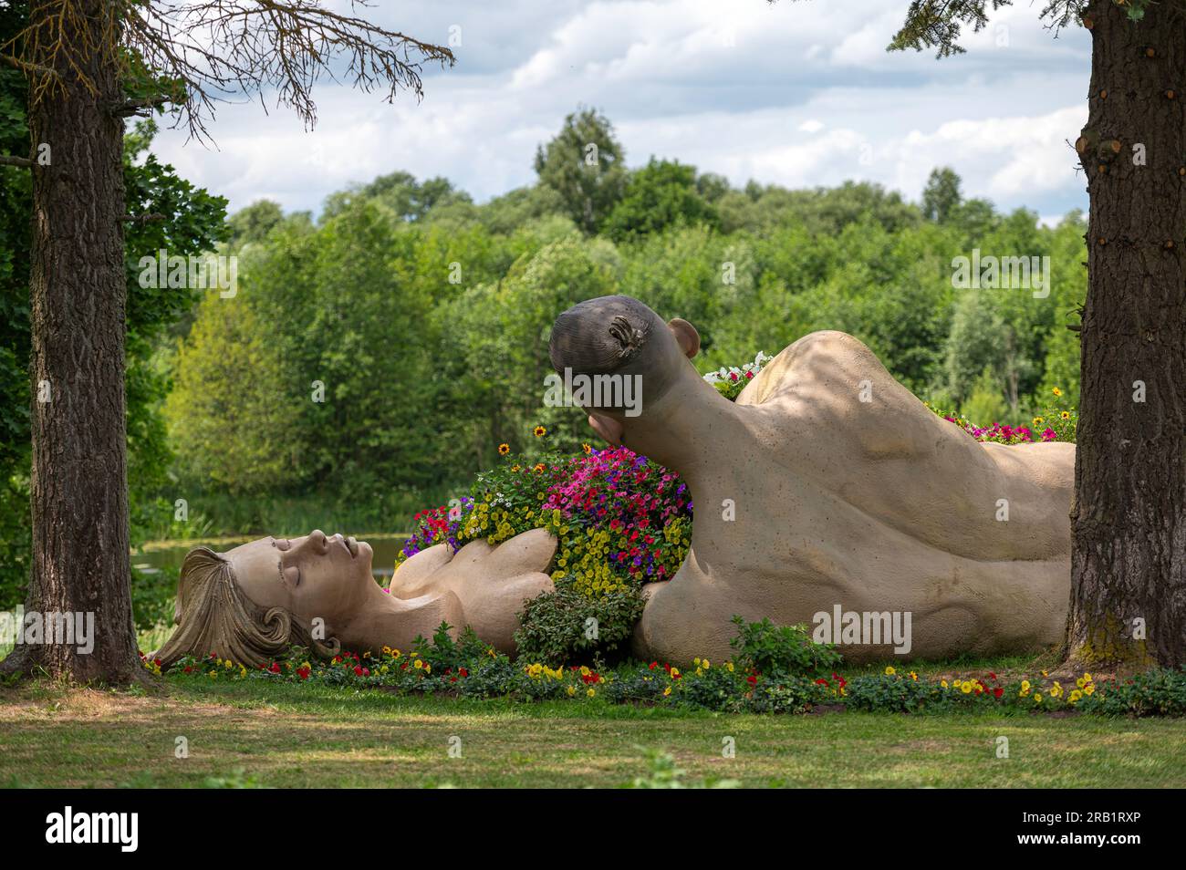 Pakruojis, Lithuania. July 1, 2023 Flower festival in Pakruojis manor