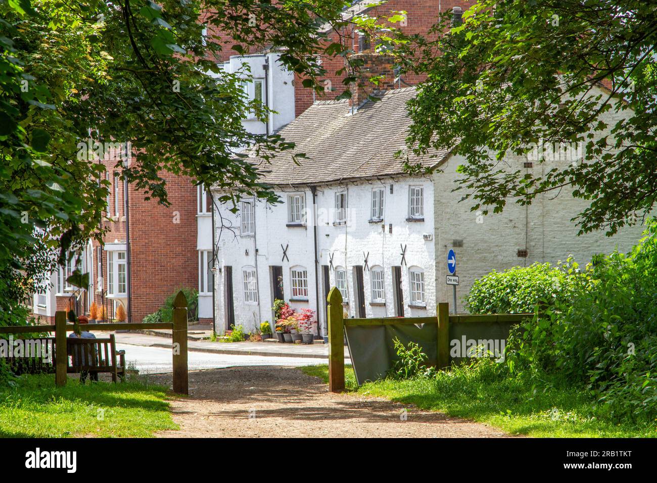 charming  19th century period  country cottages along King Street in the Cheshire town of Knutsford Stock Photo