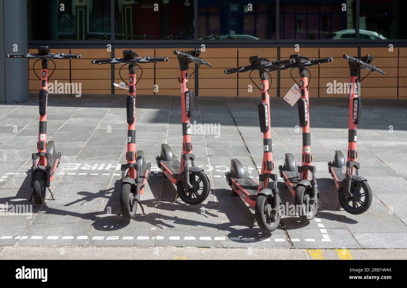 Voi rental scooters station in Liverpool Stock Photo