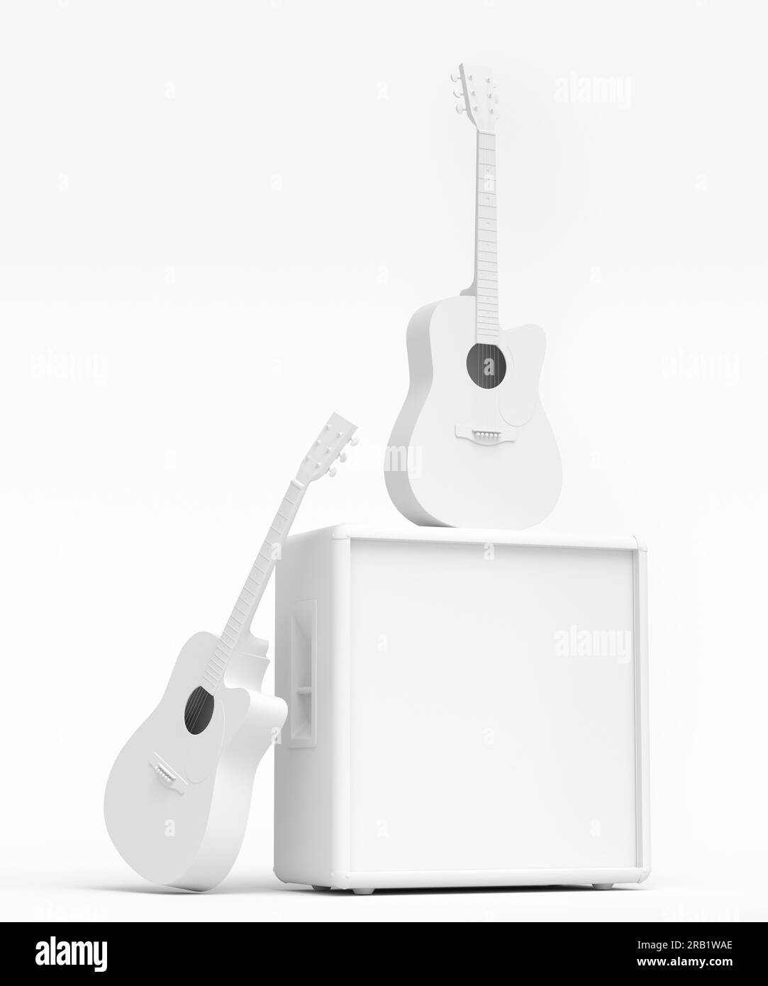 Set of electric acoustic guitars amplifiers on monochrome background