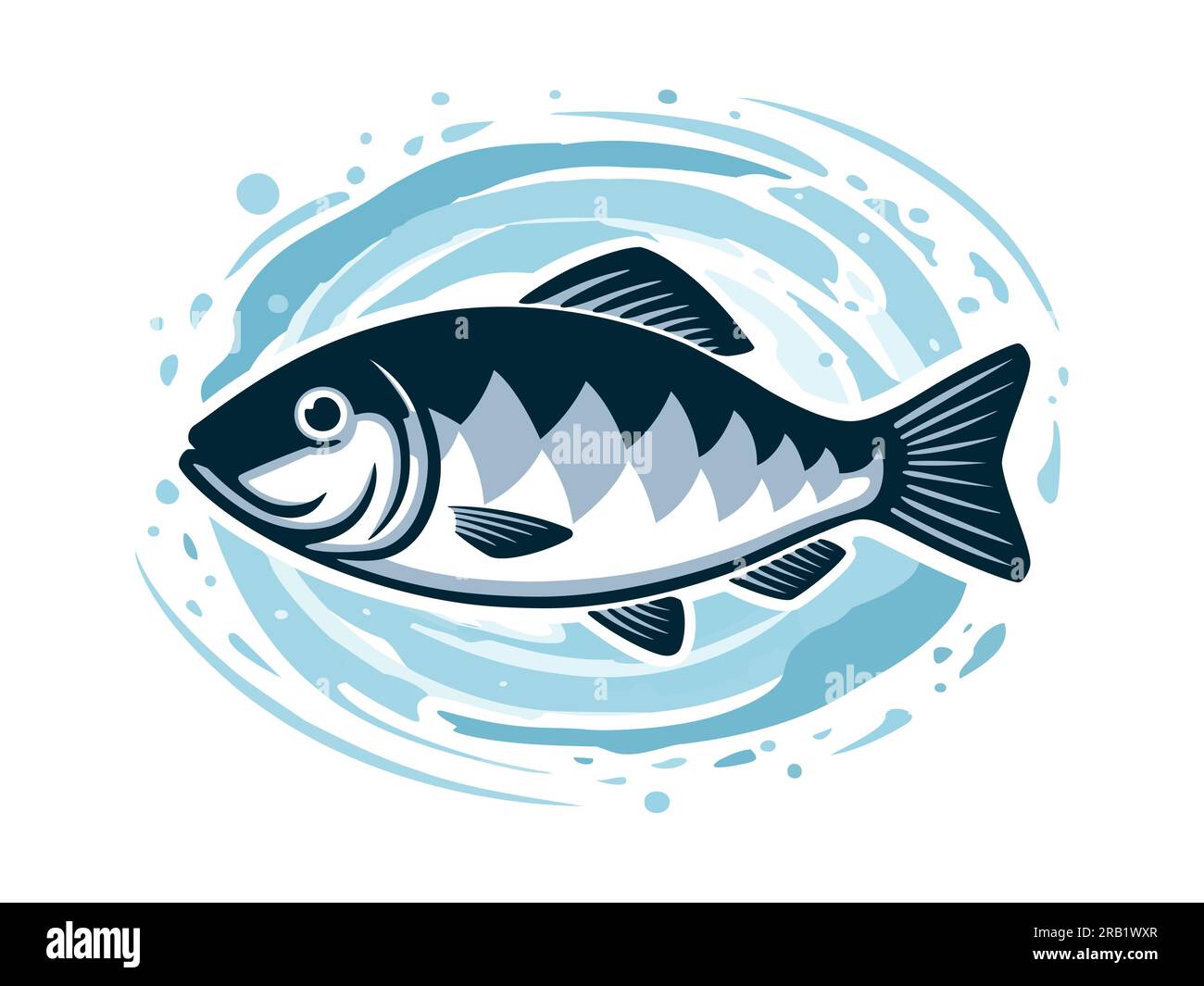 Fish vector illustration. Fish icon for packaging design and seafood market. Isolated on white background Stock Vector