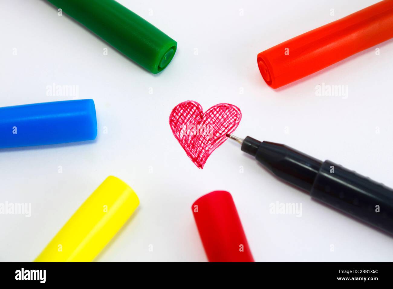 Heart drawn with fine line graph pen, drawing that represents the love for art Stock Photo