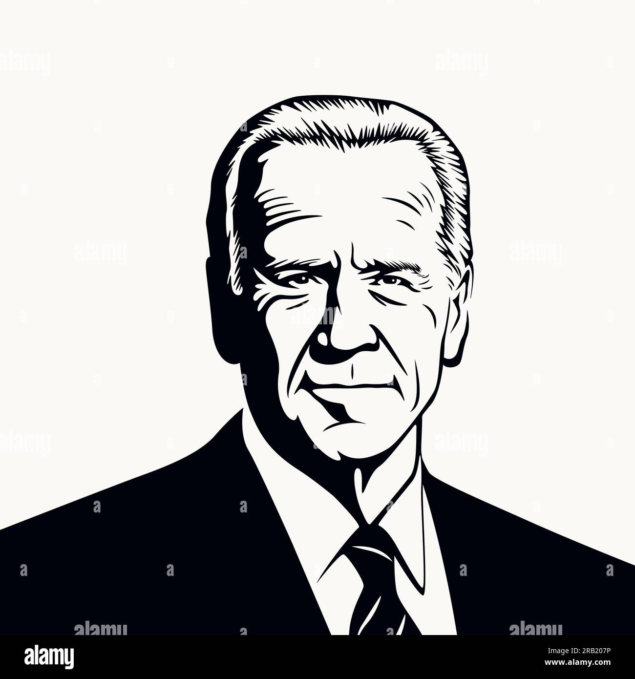 Georgia. July 6, 2023: Black and White Cut Out Portrait of Joe Biden