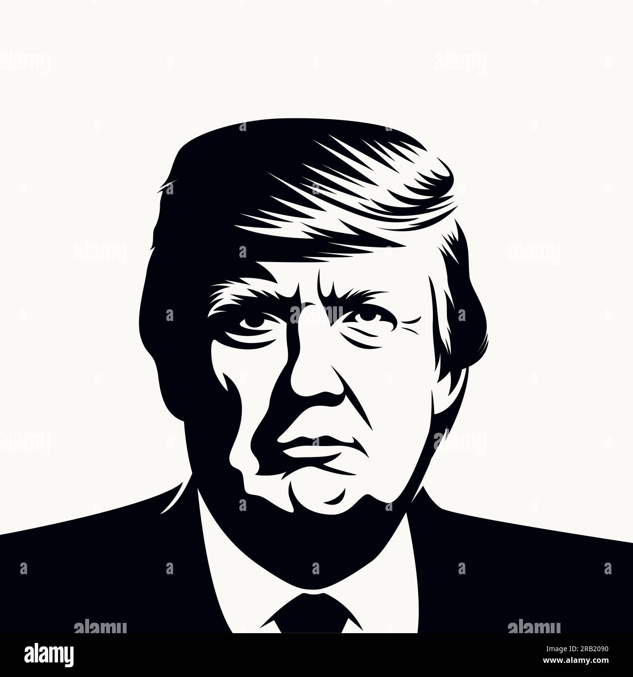 Georgia. July 6 2023: Black and White Cut Out Portrait of Donald Trump