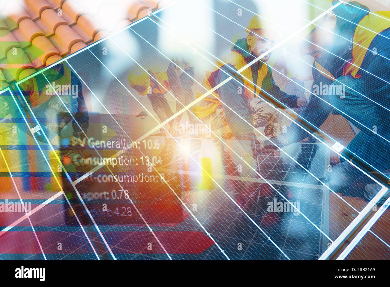 Picture of Renewable energy system with solar panel on the roof Stock Photo - Alamy