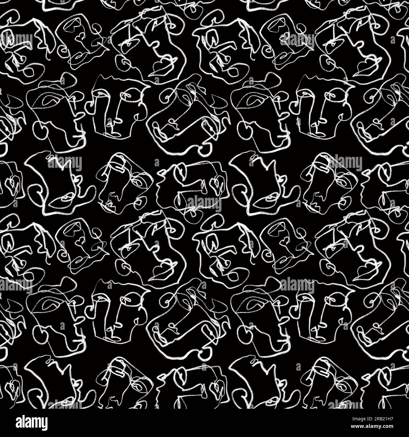 Abstract line art portraits seamless faces pattern for wallpaper and ...
