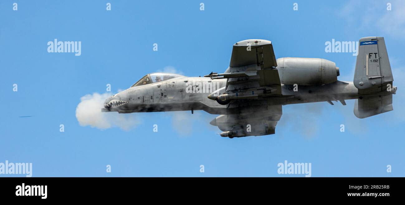 The Warthog flying a mission. Stock Photo