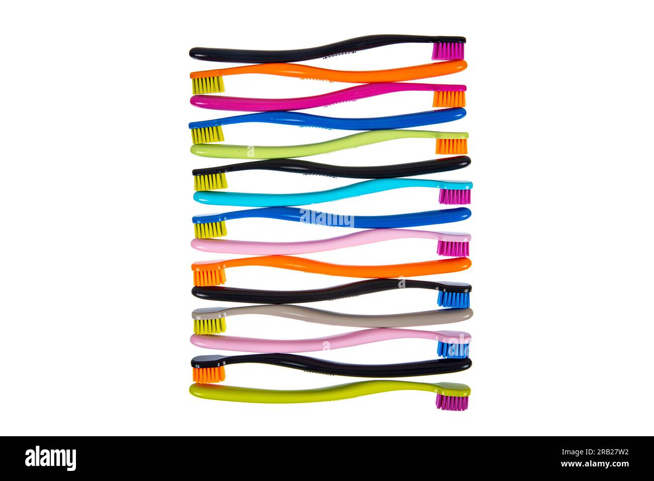 Top view of toothbrushes in colorful. Plastic Blank Toothbrush Icon Set Isolated on Transparent