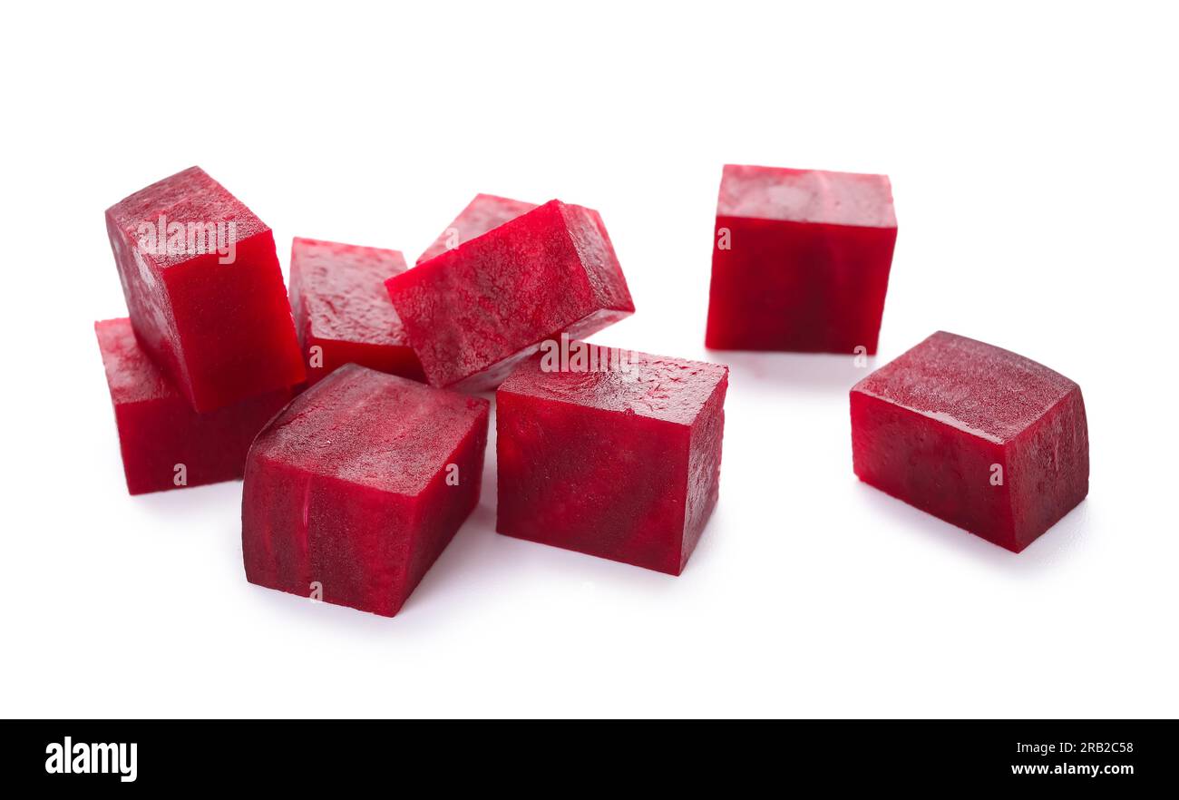 Pieces of fresh beet on white background Stock Photo