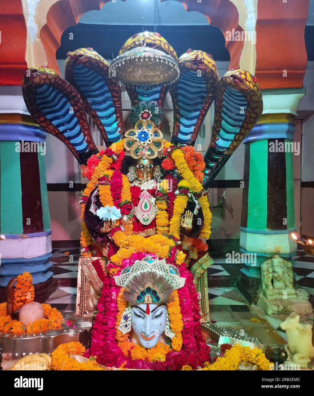 Sculpture of Lord Shiva decorated as Lord Vishnu during the holy month
