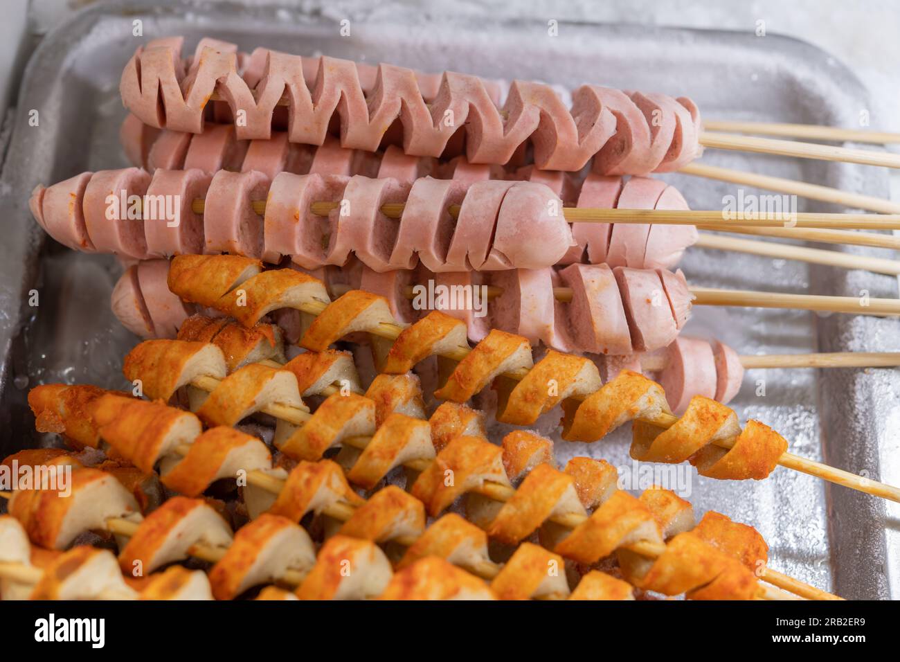 raw sausages in a refrigerator for babecue Stock Photo Alamy