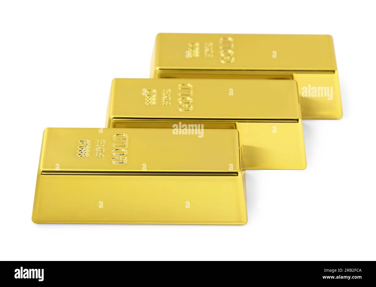Three shiny gold bars isolated on white Stock Photo - Alamy