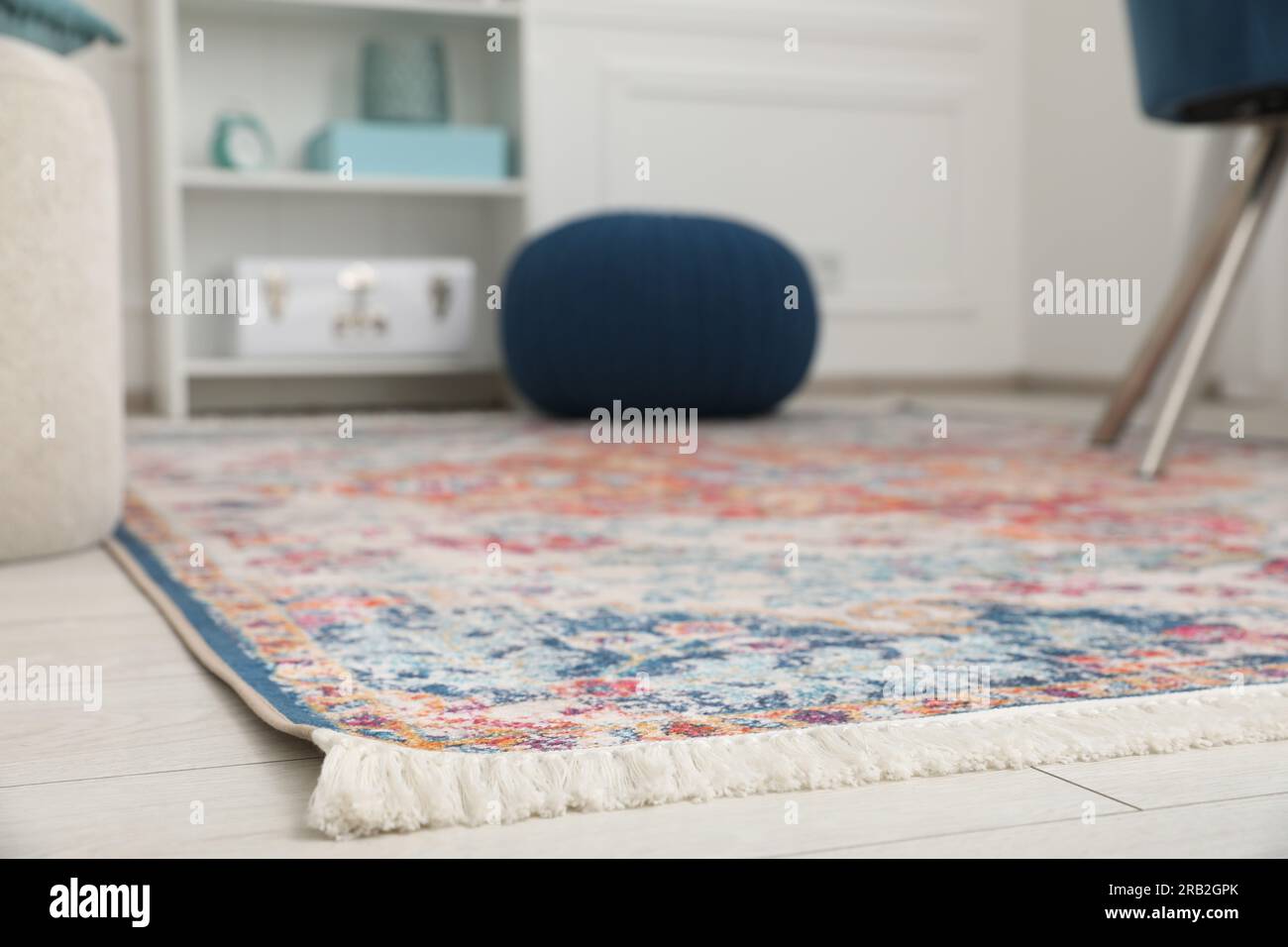 Stylish rug and furniture in room. Interior design Stock Photo Alamy