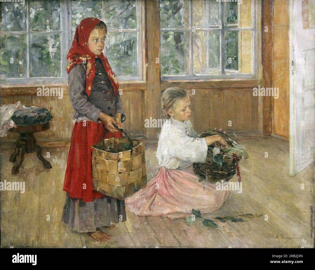 Children On The Terrace 1887 by Alexei Korzukhin Stock Photo