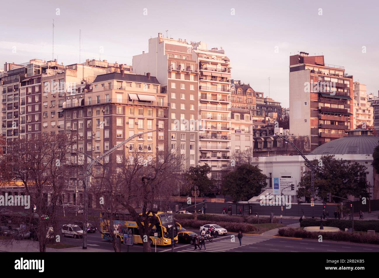City buildings near the Presidente Alcorta Avenue, Recoleta, Buenos Aires Stock Photo