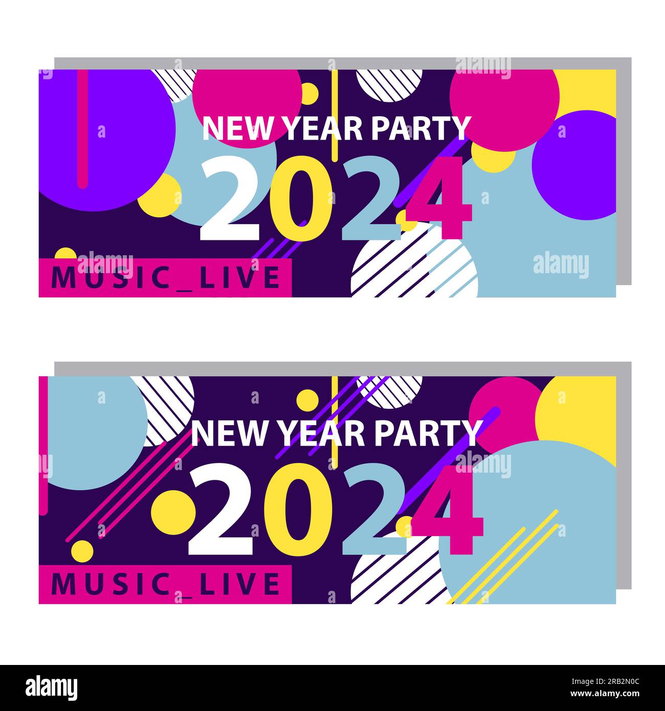 Abstract background new year 2024 banners memphis element design vector
