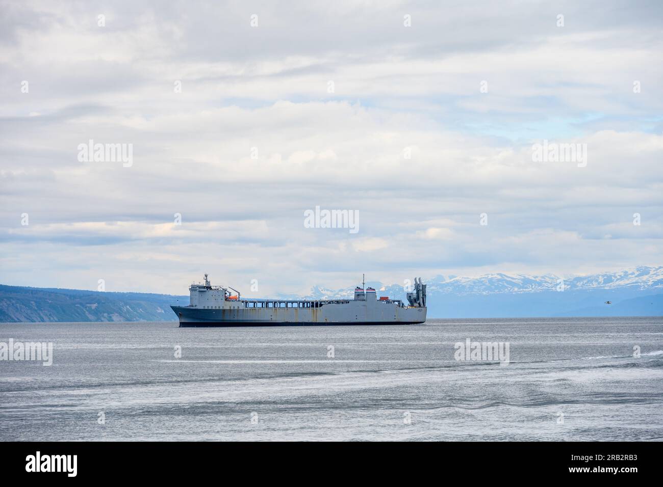 HOMER, AK, USA – MAY 30, 2023: Katchemak Bay, large Roll-on Roll-off transport ship MV Cape Rise Stock Photo