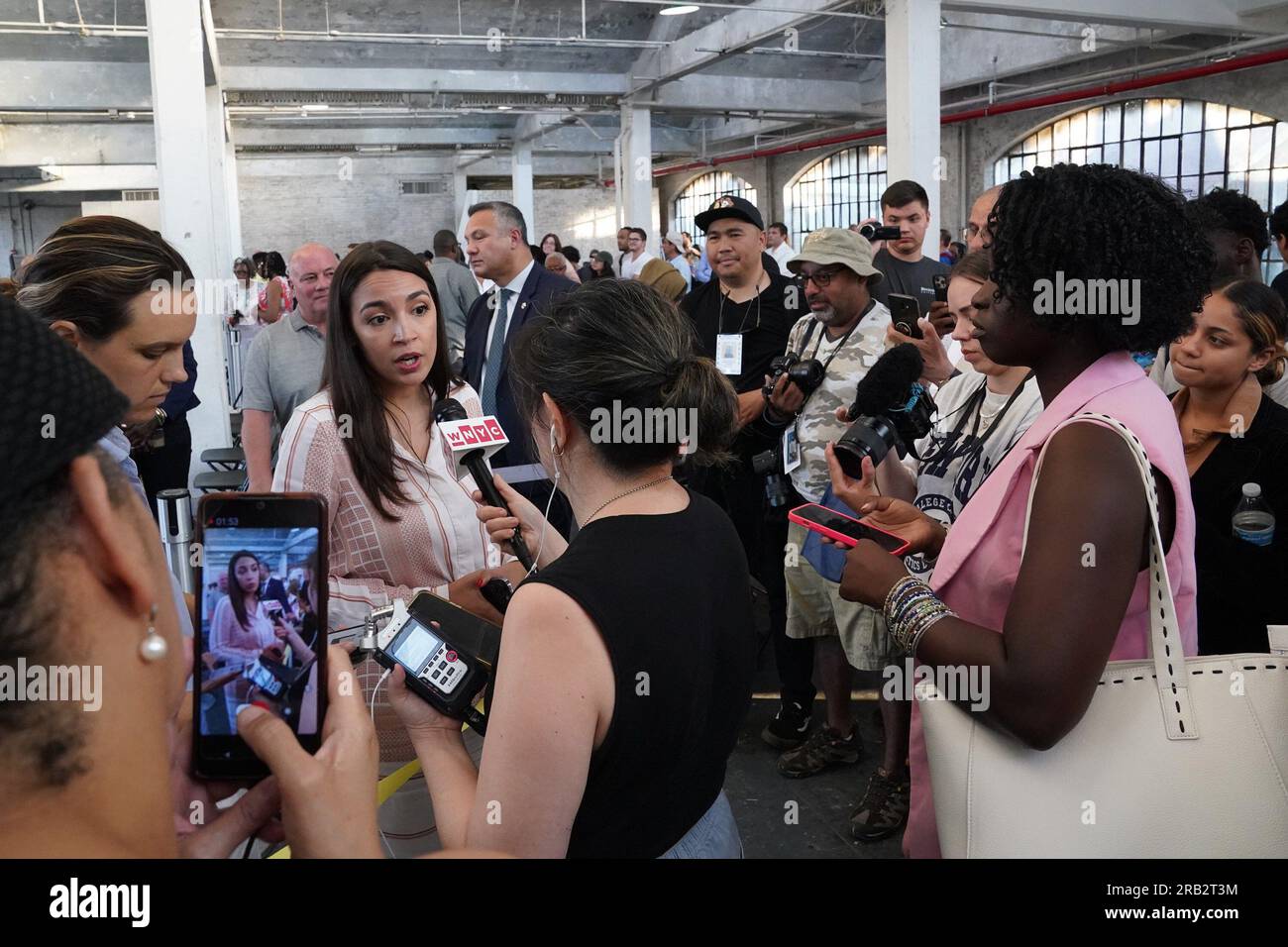 Bronx, NY, USA. 6th July, 2023. Alexandria OcasioCortez at a public