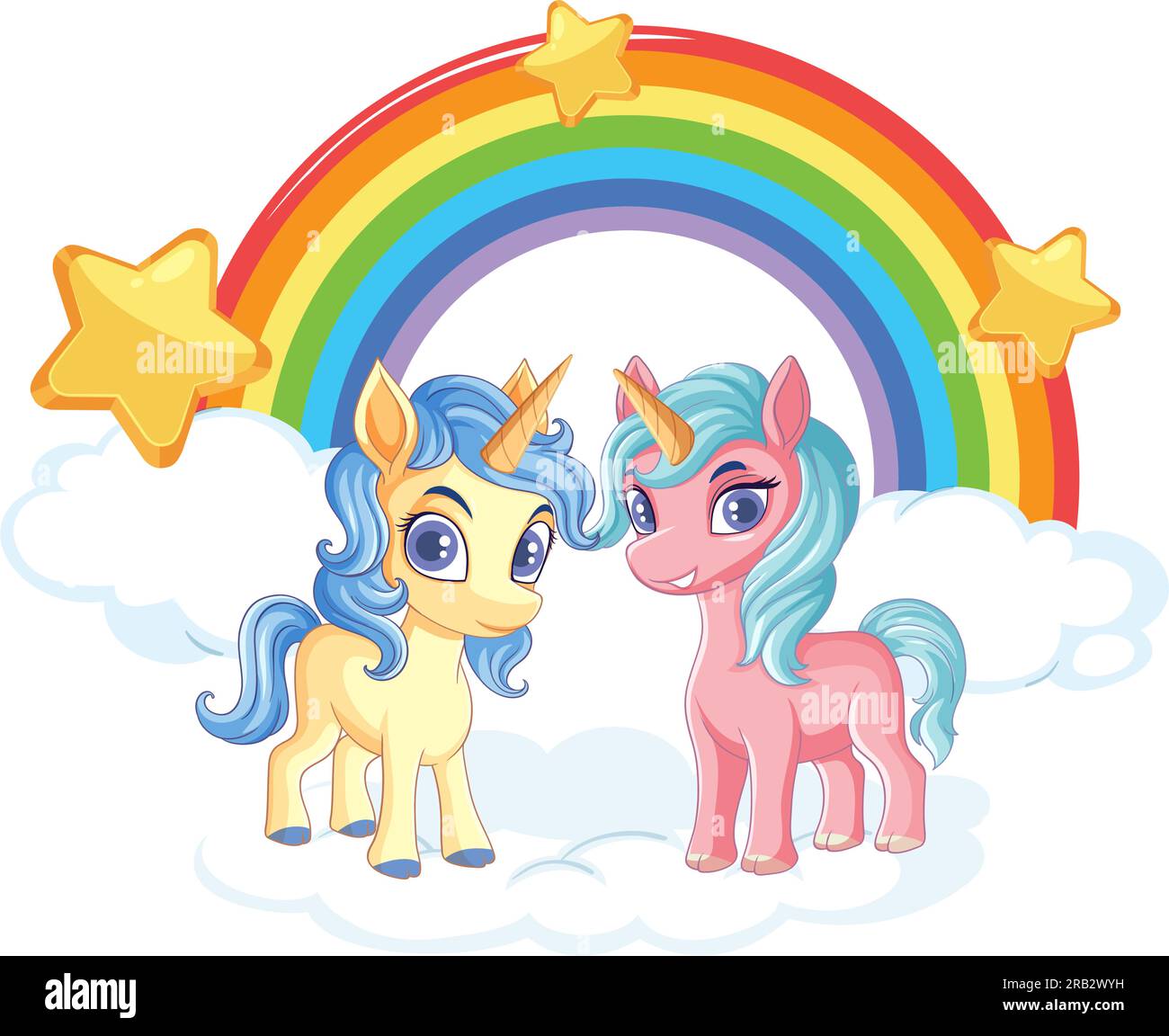 Unicorn on cloud with rainbow illustration Stock Vector Image & Art - Alamy
