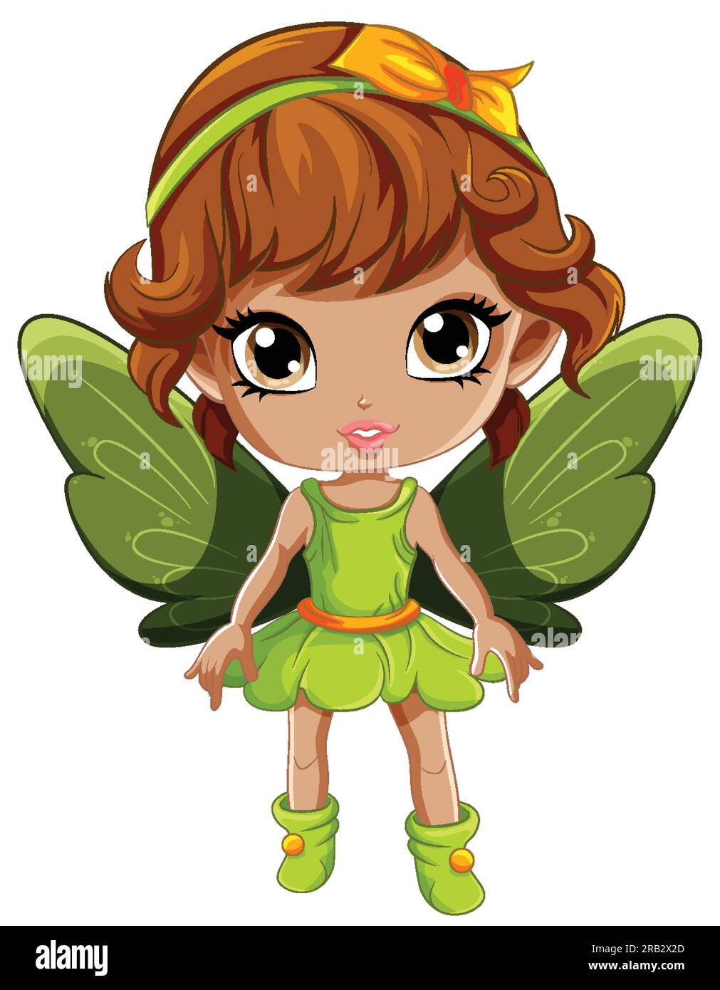 Fairy Girl with Wings Cartoon Character in a Green Dress illustration Stock  Vector Image & Art - Alamy