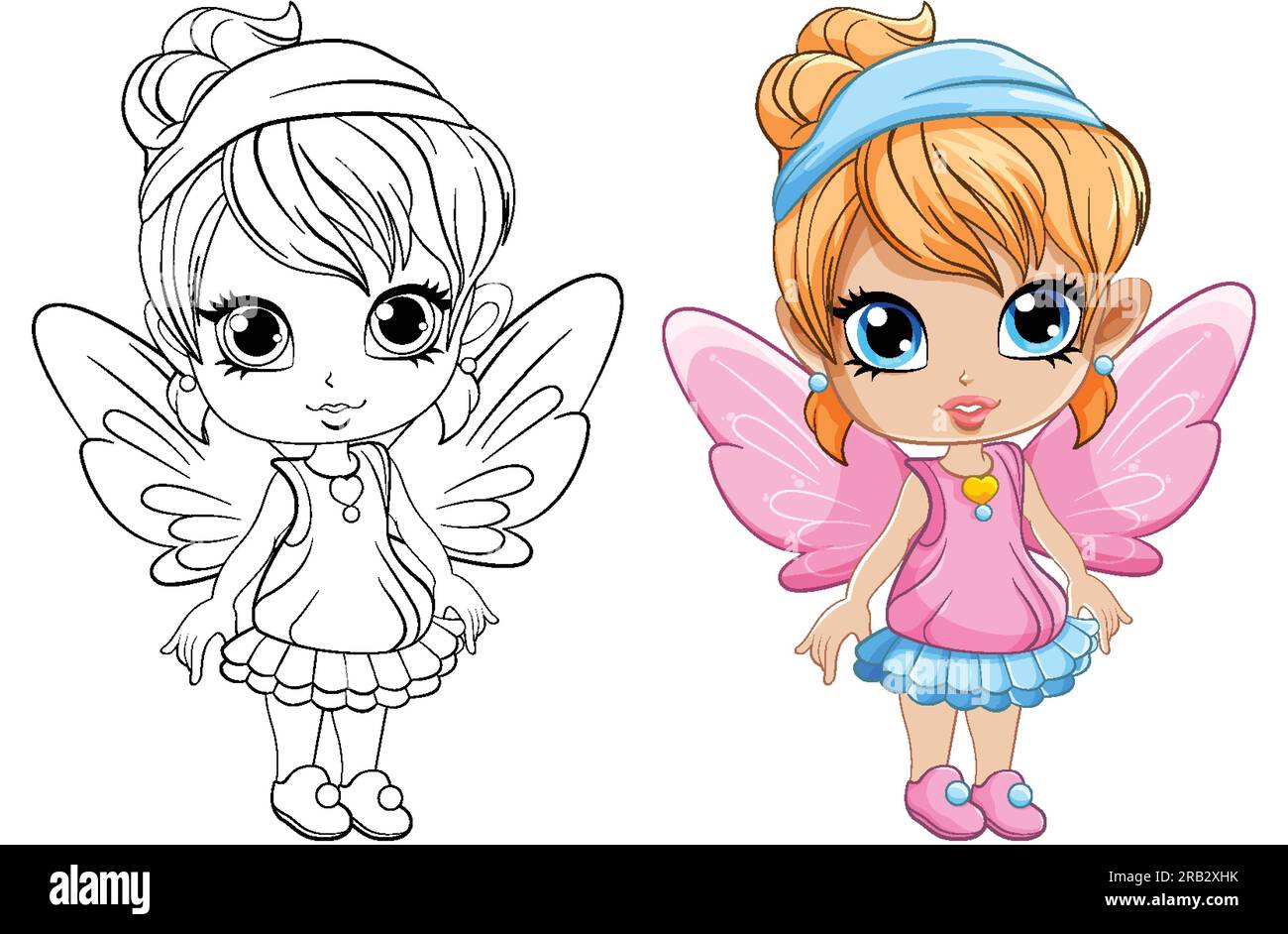 Premium Vector | A cute doll in skirt and innocent face
