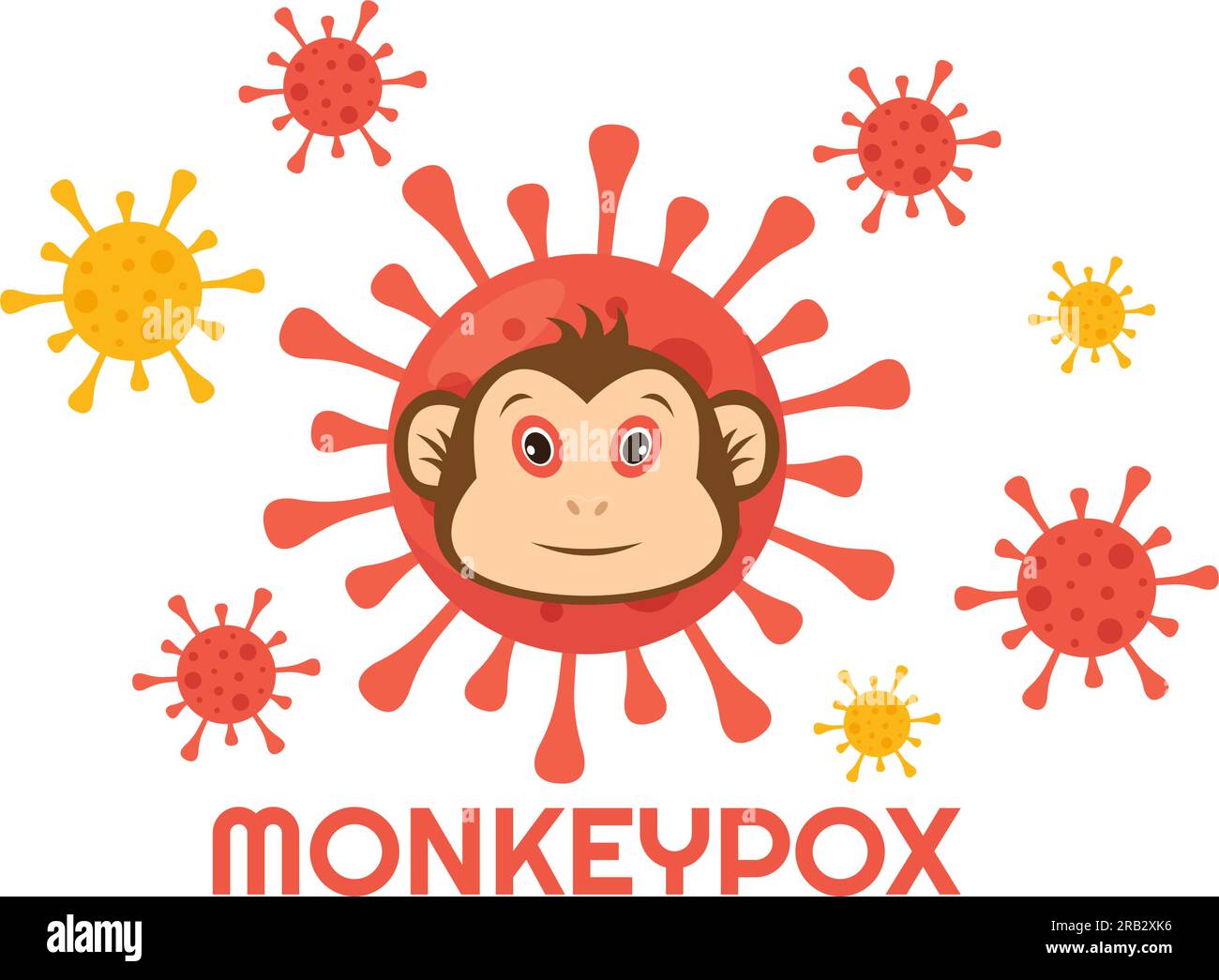 Monkey Pox Outbreak Vector Illustration of Virus Symptoms in Humans Monkeypox Microbiological in Flat Cartoon Hand Drawn Templates Stock Vector