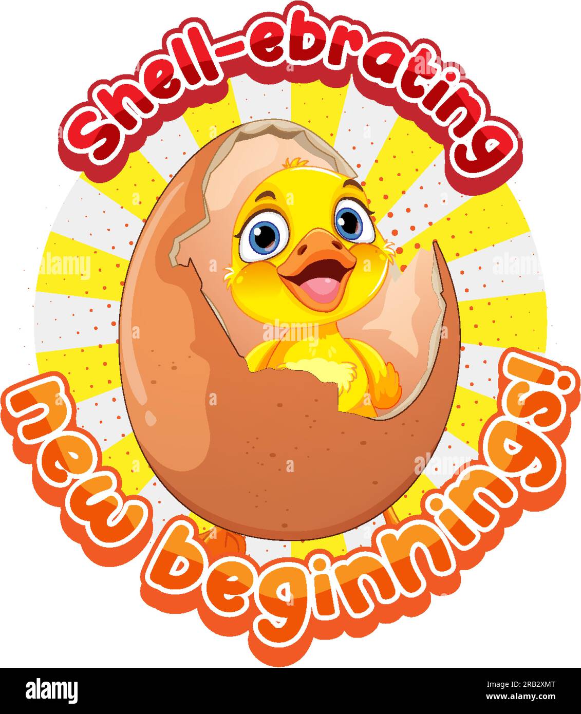 Little duckling hatching the egg text icon illustration Stock Vector ...
