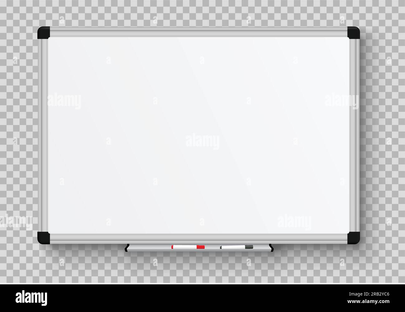 Realistic office Whiteboard. Empty whiteboard with marker pens stock vector Stock Vector Image