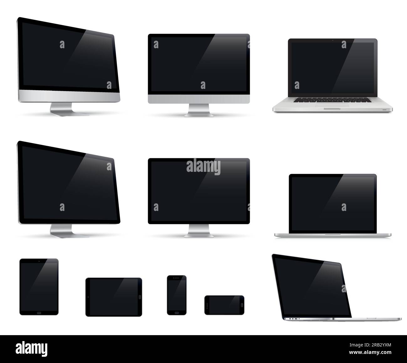 Realistic set of monitor, laptop, tablet, smartphone. Device collection