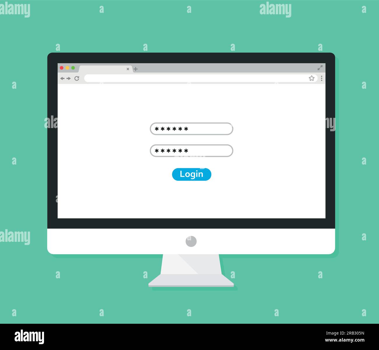 Laptop with login form page on screen. Sign in to account stock