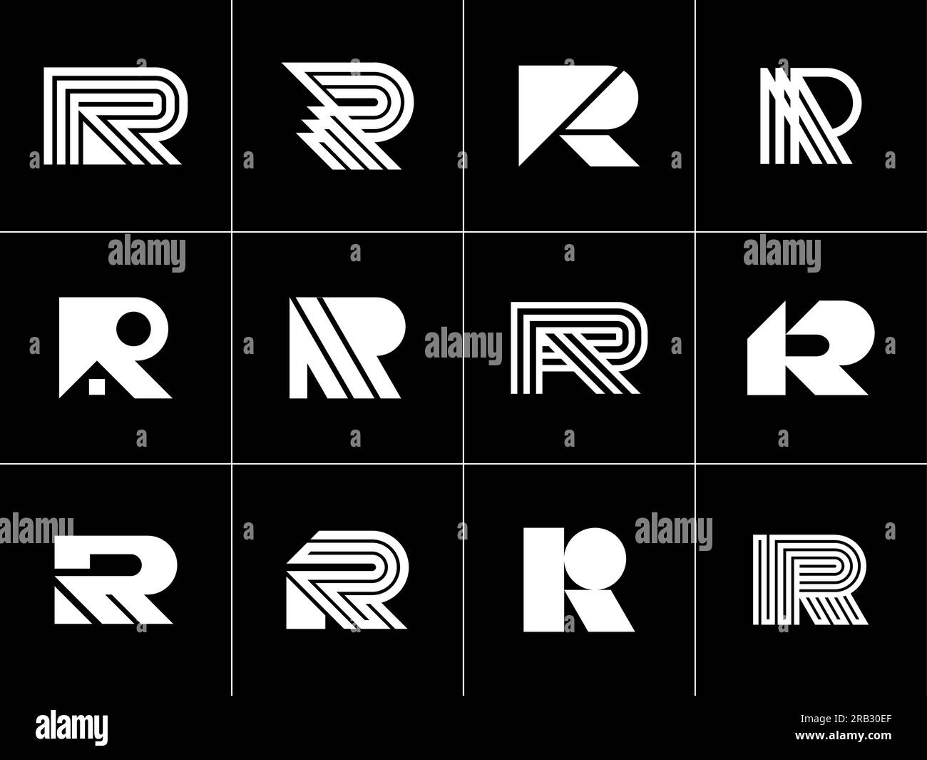 Minimalist line letter R logo design branding. Modern simple initial R logo mark Stock Vector