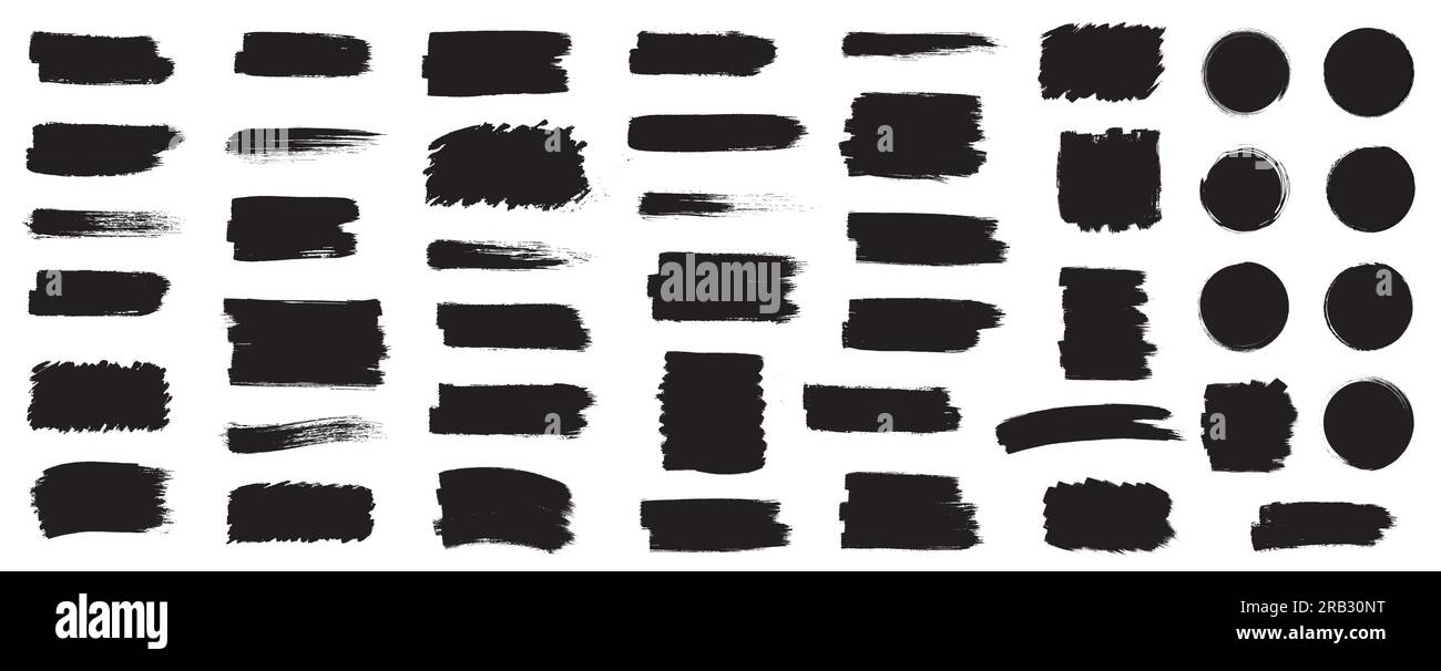 Black set paint, ink brush, brush strokes, brushes, lines, frames, box, grungy. Grungy brushes